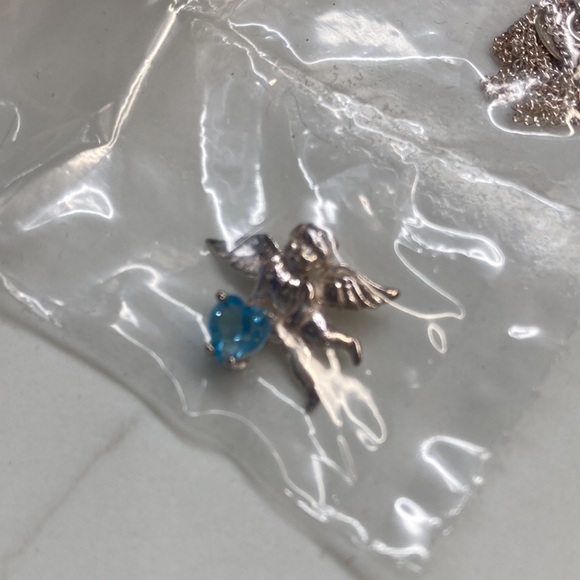 Sterling Silver Birthstone Angel March Aquamarine Stone - Picture 2 of 5